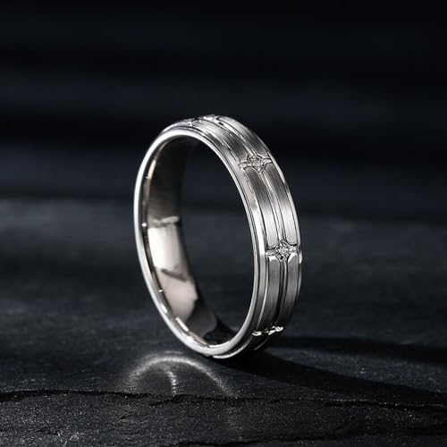 Jeulia Classic Mens Wedding Band Diamond Moissanite Ring 925 Sterling Silver D Color VVS1 Clarity Brilliant Round Cut Engagement Rings For Men Valentine's Day Jewelry Gift with Box3