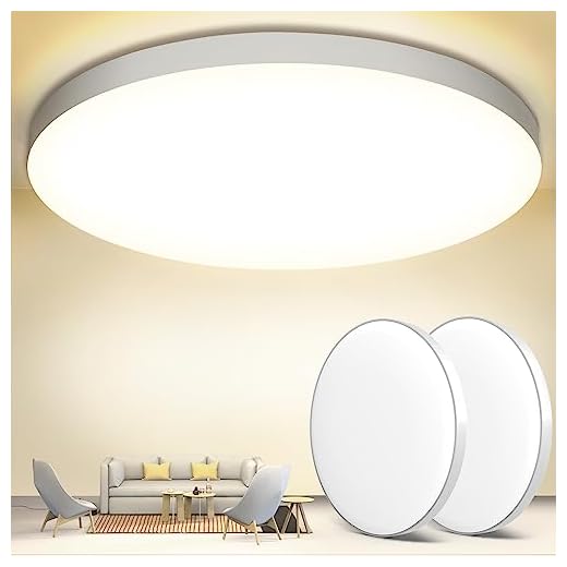 Deckenleuchte LED Deckenlampe [2Stück] Ø28cm 24W,4000K,2000LM,IP44 Wasserfest Rund Badezimmer Lampe,Badlampe Decke Küchenlampen Modern Schlicht Weiß Dünn Ideal Für Bad/Schlafzimmer/Keller/Balkon/Flur