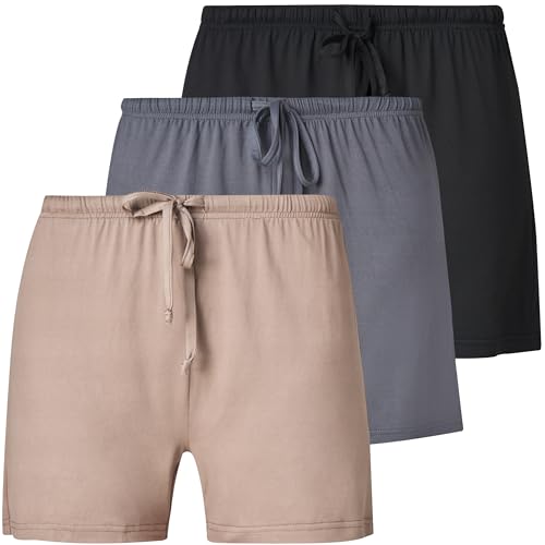 Image of Ultra Performance 3 Pack Womens Boxer Shorts Soft Pajama Sleep Lounge Short | 95% polyester, 5% spandex; moisture-wicking; ideal for sleeping, lounging, casual wear, pajama pj shorts, Yummy shorts women