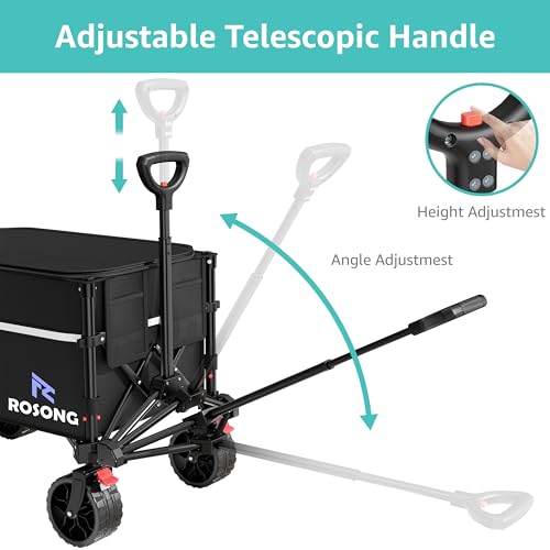 image for ROSONG Collapsible Wagon Cart with Wheels Foldable - Folding Utility H