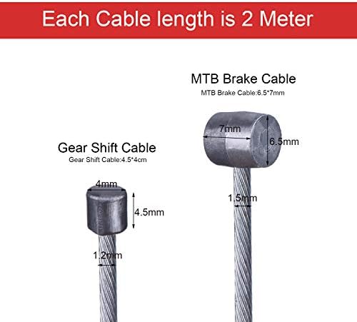 Hotop 2 Set Mountain Bike Brake Cable Gear Cable Wire and Cable End Crimps Kit