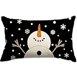 JXZYGMD Christmas Pillow Covers 12x20 Snowman Snowflake Merry Christmas Holiday Party Throw Pillow Cover Decorations Pillows Decorative for Sofa Winter Home Decor