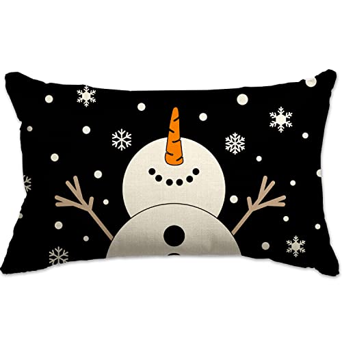 JXZYGMD Christmas Pillow Covers 12x20 Snowman Snowflake Merry Christmas Holiday Party Throw Pillow Cover Decorations Pillows Decorative for Sofa Winter Home Decor