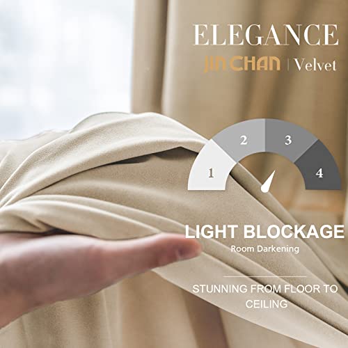 Jinchan Cream Beige Velvet Blackout Curtains 96 Inches Long Curtains For Living Room Thermal Insulated Luxury Home Decor Bedroom Drapes Window Treatments Rod Pocket 2 Panels #TOP2