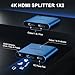 HDMI Splitter 1 in 2 Out 4K, AVIDGRAM HDMI 2 Port Splitter with Auto, Copy, and Fixed Mode for Dual Identical Display, Compatible with Xbox, PS4 Pro, PS5 (Blue)