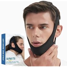 Chin Strap for CPAP User - Adjustable Snore Stopping Device Face Mask Bandage Keeping Mouth Closed - Better Nights Sleep No Dry Mouth Nasal Breathing for Men and Women Black