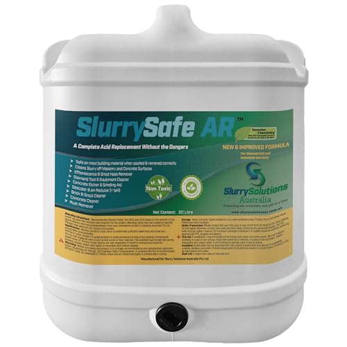 Slurry Safe Acid Replacement Cleaner Concentrate - Tile, Stone, Brick & Grout Cleaner & Rust Remover - Non Toxic & Odorless Multi Surface Cleaner & Concrete Etcher - 20 Litre