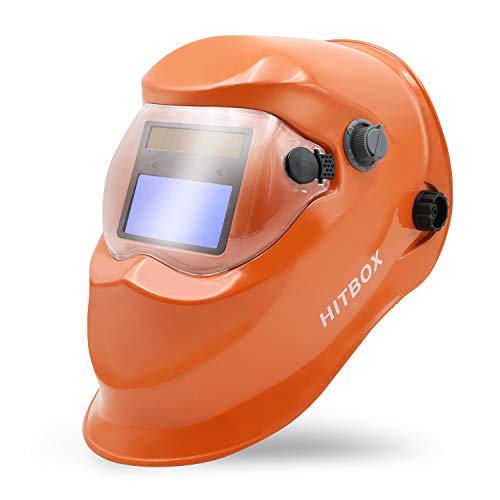 HITBOX Welding Helmet Solar Powered Auto Darkening Hood with Adjustable Shade Range