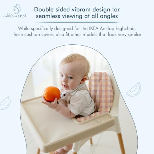 Image of Nibble and Rest IKEA Highchair Cushion Cover for Inflatable Cushion, Compatible for IKEA Antilop Highchair Accessories, Stain-Proof&Wipeable Cover(Cushion NOT Included) (Pastelchecks)