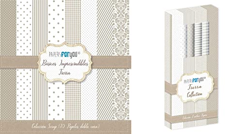 Papers For You Kit 2 Colecciones Básico Tierra (Kit 4 Leather Paper + 10 Papeles Scrap doble cara)