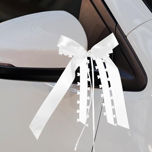 But the cow 12 PiezasLazos Coche Bodas, Lazos Blancos Decoracion Coche Bodas, Lazos Adorno Boda Decoraciones, Lazo Blanco Boda Coches para Decoración Coches Novios Fiesta de Cumpleaños, 20 x 15 cm