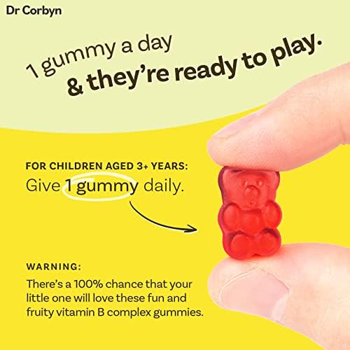 Dr Corbyn Kids' Vitamin B Complex - 60 Gummies | All 8 B Vitamins | Vitamins B1, B2, B3, B5, B6, B12, Biotin & Folic Acid | Immunity, Growth, Development | Delicious & Gelatine Free