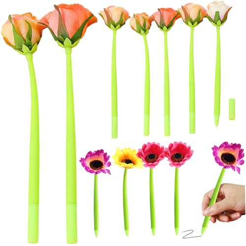 Set de 11 bolígrafos florales con tinta gel negro miniatura 2