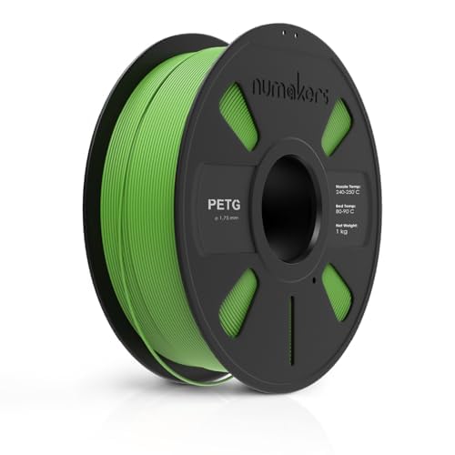 Image of NUMAKERS PETG 3D Printer Filament, 1.75mm, Dimensional Accuracy + /- 0.05 mm, 1 kg Spool (2.2 lbs), Compatible with Most FDM Printers (Grass Green)