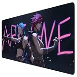 League of Legends Arcane - Alfombrilla de ratón, diseño de gran anime, diseño XXL, resistente con base de goma antideslizante, superficie texturizada para ordenador y PC (80 x 30 cm)