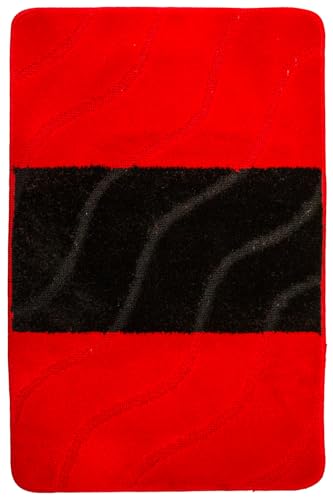 AKCILA Fiori Bad Teppich Rot, 2-teiliges Set Badezimmerteppich, Badematte bunt, Bad Vorleger waschbar, Rechteckig Badewanne rutschfest, Badematten & Badteppiche, Bathroom Rug, Badezimmer Teppiche – Bild 3