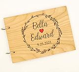 Wedding guest book, rustic guest book, wooden wedding guest book album, personalized custom laser engraved guest book