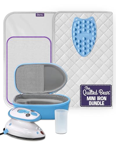image for The Quilted Bear Mini Iron, Rest & Ironing Mat - Lightweight Mini Stea