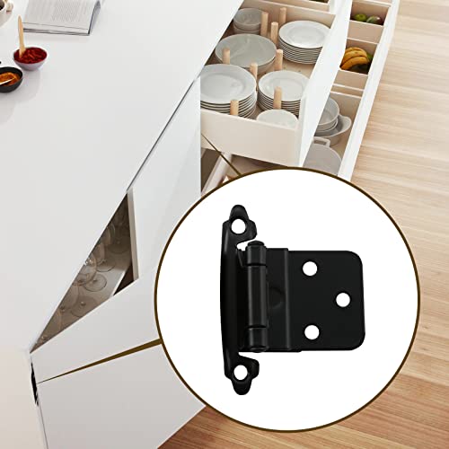 Home Master Hardware 3/8" Inset Cabinet Hinge (25 Pair 50 Pack), Self Closing Face Frame Cabinet Hinges For Kitchen/Bathroom/Furniture Cabinets & Doors, Matte Black Finish #TOP4
