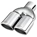 Upower Dual Exhaust Tip 2.5 Inch Inlet 3" Outlet 9.5" Length Stainless 304 Polished 1.2mm Thickness (Single Wall Slant,Rolled Edge)