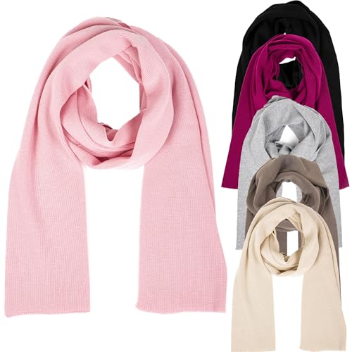 molti Schal Damen Herbst Winter Wolle langer Winterschal warm weich, mehr farbige, 204 x 24 cm (Rosa)