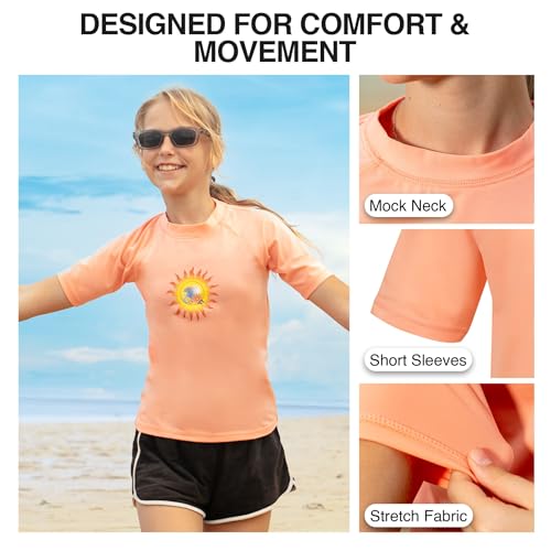 Image of Kanu Surf Girls' Karlie Rash Guard UPF 50+ Sun Protection Short Sleeve Swim Shirt