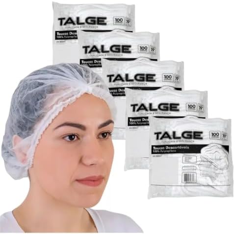 Touca Descartável Sanfonada Talge Branca TNT com Elástico 500 uni...