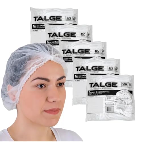 Touca Descartável Sanfonada Talge Branca TNT com Elástico 500 unidades