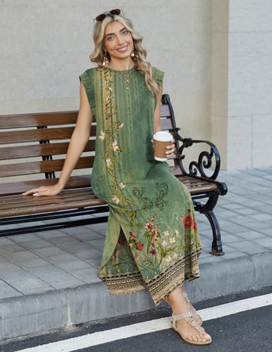 Image of Zeagoo Summer Dresses for Women 2026 Long Maxi Sundresses Loose Split Wrinkle-Free Beach Travel Vacation Clothes