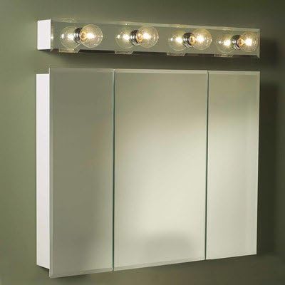 Jensen 36" x 28.25" Surface Mount Beveled Edge Medicine Cabinet - White - Bathroom - Rectangular - 3-Way View - Tri-View - 2 Shelves - Glossy Finish