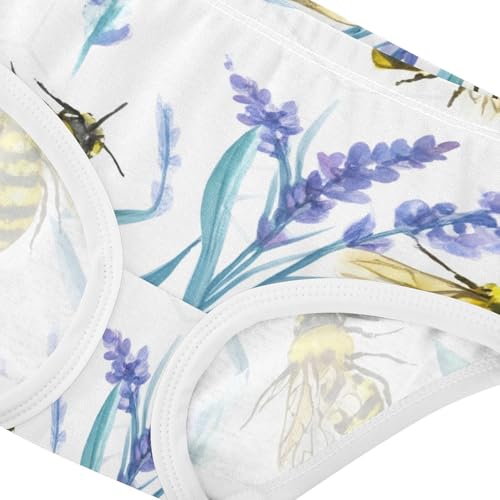 Cotton Girls Underwear Toddler Lavender Watercolor Bees White Panties for Girl Aesthetic Briefs Underpants 2t4