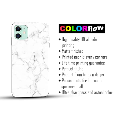 Image of COLORflow Back Cover Compatible with iPhone 11 | Beautiful White Marble | Designer Printed Hard CASE Bumper Back Cover Compatible with iPhone 11