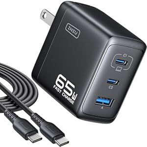 INIU 65W USB C Charger Block, 3-Port GaN Fast Charging Adapter with 100W Ca...