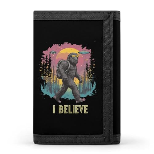 Believe Bigfoot Sasquatch Trifold Wallet Slim Wallets Zip Coin Pocket with Credit Card Pockets for Men Women