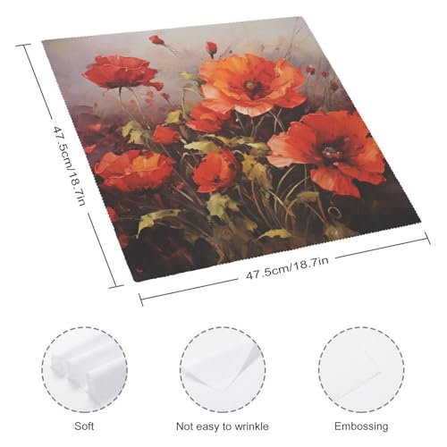 Servilletas de Tela con Flores Rojas Pintura al Óleo miniatura 2