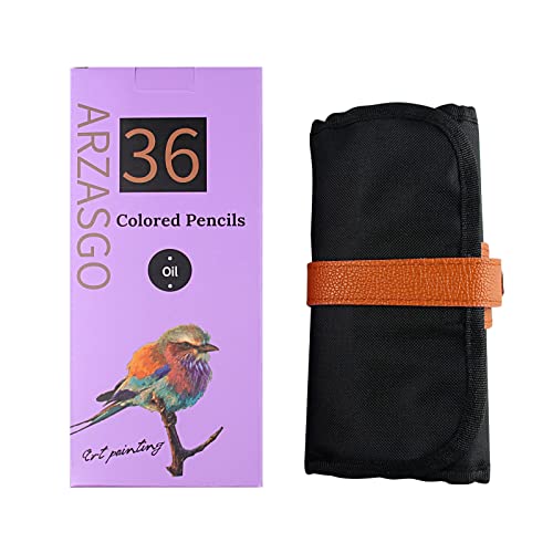 Arzasgo 36 Colored Pencils Set, Artist Coloring Pencils For Adult Coloring Books, Artist Sketch, Premier Drawing Pencils With Canvas Roll-Up Pouch Bag And Pencil Sharpener #TOP6