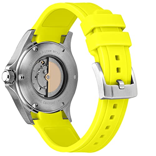 Bracelet de montre en caoutchouc 20mm jaune Kai Tian à bout incurvé