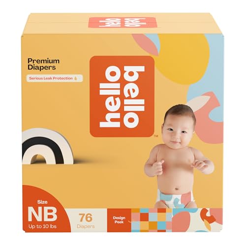 Image of Hello Bello Premium Newborn Diapers, Honeysuckle Designs, 76ct Club Box, Hypoallergenic and Extra Absorbent