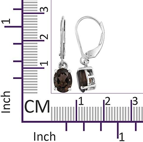TJC Smoky Quartz Drop Dangle Earrings for Women in Platinum Plated 925 Sterling Silver with Lever Back Jewellery Gift for Girlfriend Wife Mother Metal Wt. 1.25 Grams
