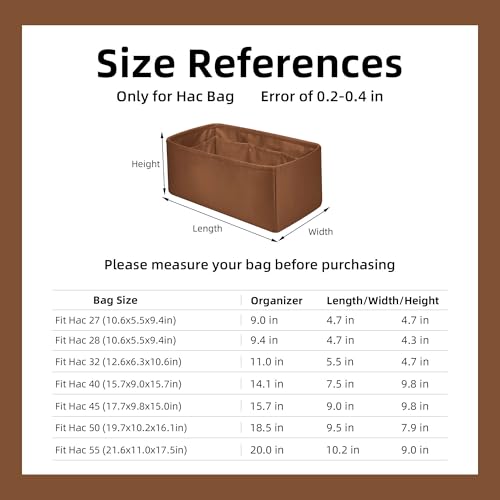 Image of DGAZ Silk Purse Organizer Insert For Hermes Hac 27 /28 /32 /40 /45 /50 /55 Bags, Luxury Handbag & Tote Organizer, Simplicity bag organizer(Gold,Hac27)