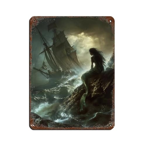 Bild: Mysterious Mermaid Blechschild, Vintage, Metall, Pub, Club, Caf�, Bar, Zuhause, Wandkunst, Dekoration, Poster, Retro, 30 x 40 cm f�r 24,16 EUR bei amazon.de
