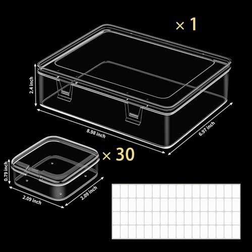 Bead Organizer Box, 30pcs Small Clear Plastic Storage Containers, Craft Storage Box Features Hinged Lid and Labels, Mini Boxes for Bracelets, Jewelry, Diamonds, Clay Beads, Screws, Seeds, Small Parts - Image 3