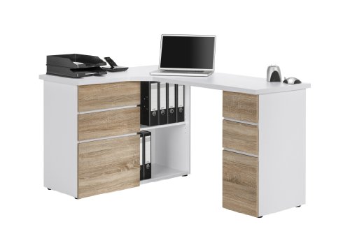 MAJA-Möbel Schreib- und Computertisch 9543 3925 | In Icy-weiß - Sonoma-Eiche | 145 x 76,6 x 101,5 cm - 95433925 MAJA-Möbel Schreib- und Computertisch 9543 3925 | In Icy-weiß - Sonoma-Eiche | 145 x 76,6 x 101,5 cm