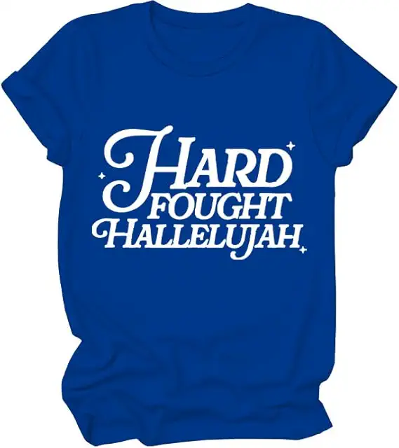 Hard Fought Hallelujah Shirt - Hvid Skjorte med Stor Krave for Mænd og Kvinder