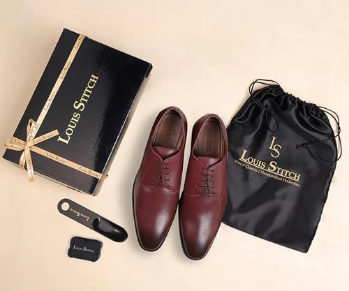 Image of LOUIS STITCH Formal Derby Lace Up Shoes for Men | Handcrafted Italian Leather Mens Shoes (LSNRXPL)