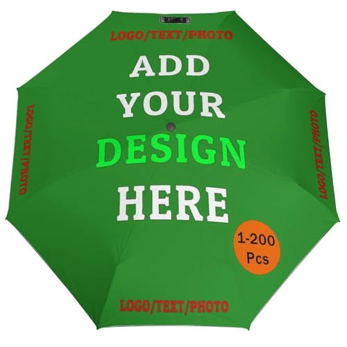 KOALEIU Custom Umbrellas Personalized Umbrella with Pictures Logo Text Customize Foldable Umbrella Compact Travel Umbrella Gifts for Men Women, ForestGreen
