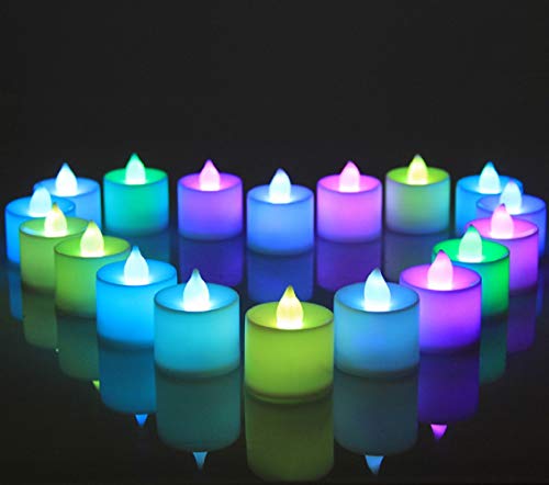 TOHMLAPE Vela LED, [12uds] Luces de Té sin Llama Velas Led de Té Velas Eléctricas con Baterías y Control Remoto [Multicolor] Día de San Valentín, Halloween, Navidad, Decoración de Cumpleaños Cover