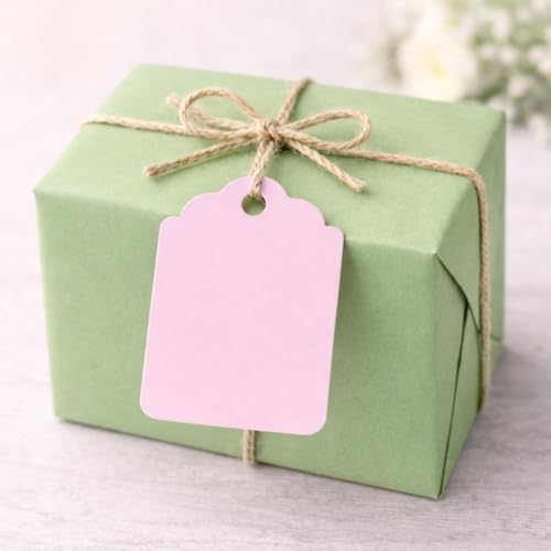 Image of CVANU 300pcs Premium Color Tag Blank Hanging with Pre-Punched Hole Tags for DIY Crafts, Gift Wrapping, Labelling & Writable Decorative Tags for All Occasions (2.85in X 1.7in) Old Pink