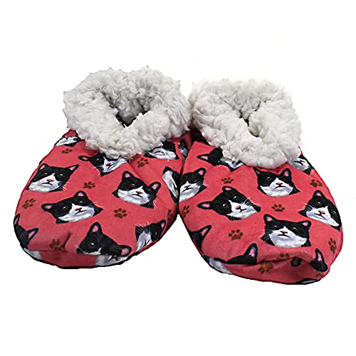 E&S Pets Black White Cat Slippers