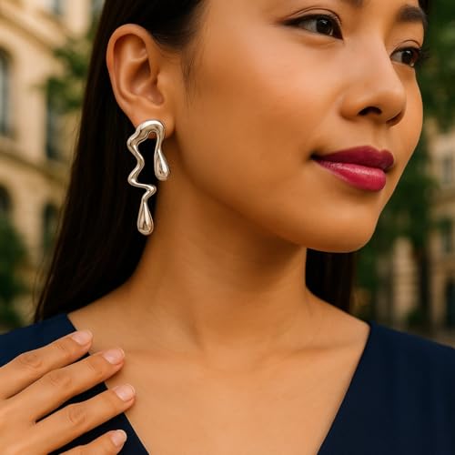 Image of Nilu's Collections Abstract Drip Design Earrings in Trendy and Modern Look | gift for her,gifts for womens & gilrls